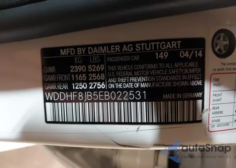 2014 Mercedes-Benz E 350 4Matic из США, поврежденный, VIN WDDHF8JB5EB022531